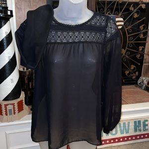 NEW! Black Sheer Charming Charlie’s Boho Blouse